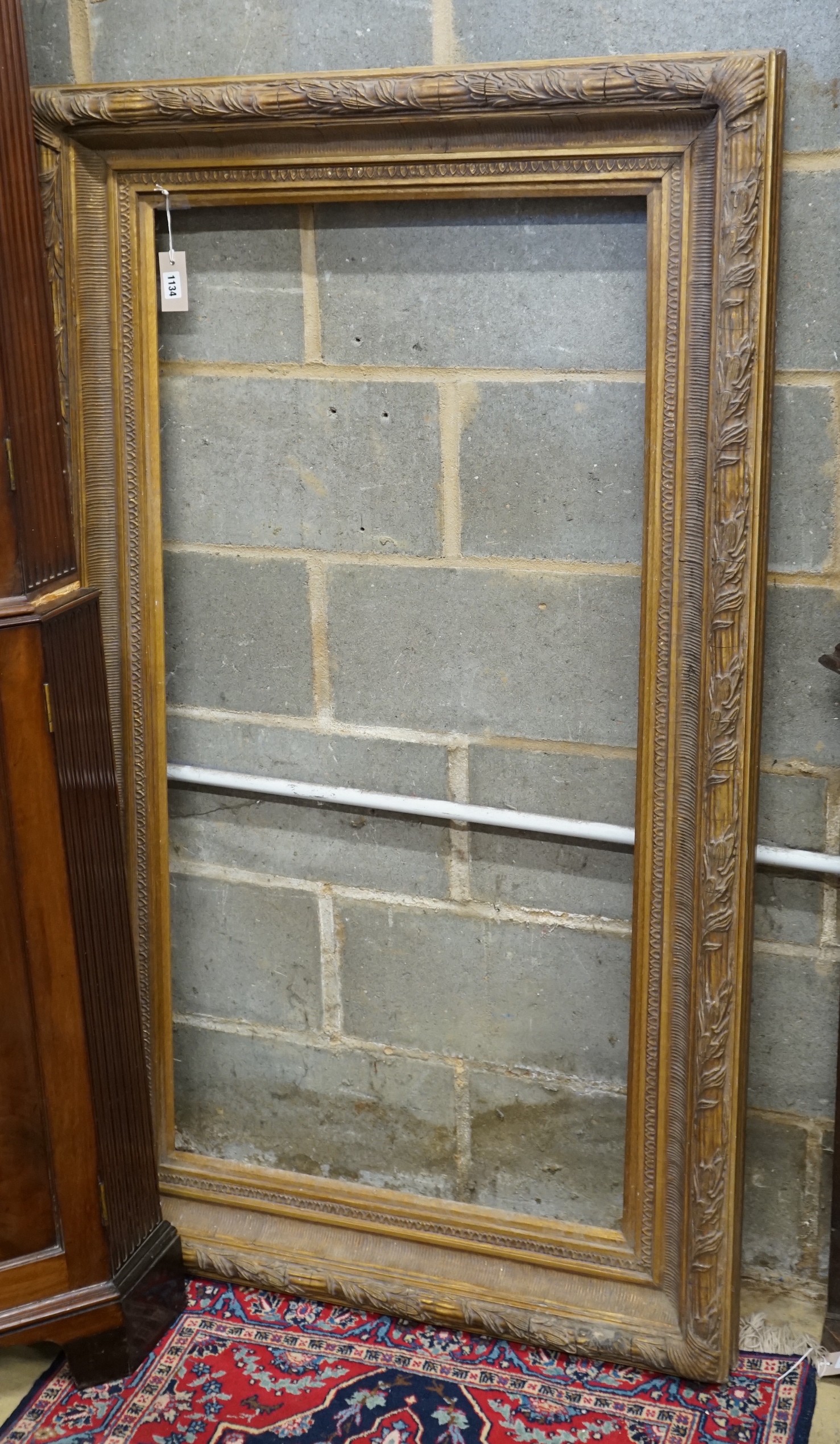 A Victorian style rectangular gilt picture frame, width 88cm, height 150cm